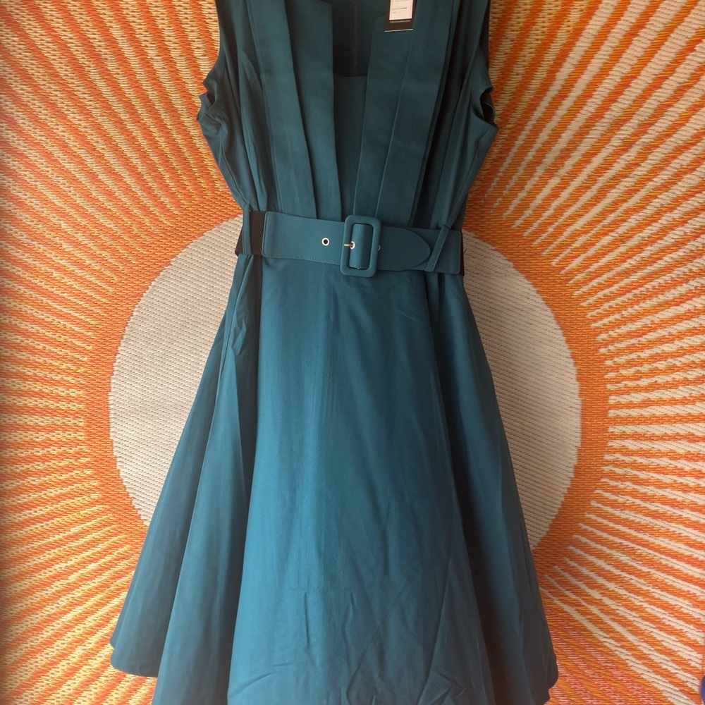 City Chic Blue Sleeveless A-line Midi Dress